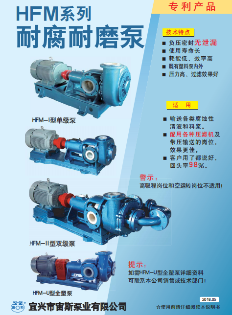 HFM系列壓濾機專用泵說明書